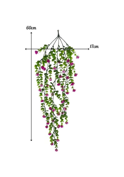 Yapay Çiçek Lila Sarkan Lotus Çiçekli Okaliptus Şimşir Yapay Sarmaşık 5dal 60cm