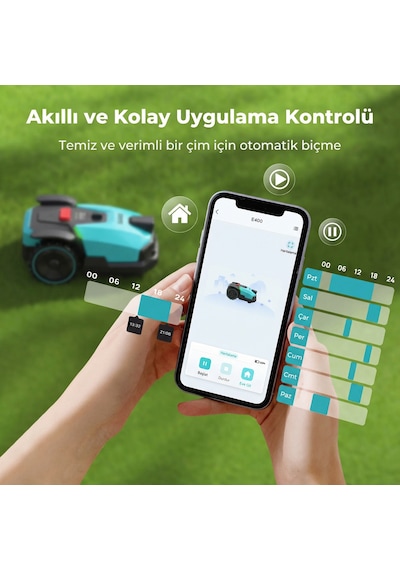 ISEE ROBOT IR500 Çim Biçme Robotu Kablosuz 500m² Büyük Bahçe Sınır Teli Gerektirmeyen Mobil Uygulama AI Kamera Sessiz
