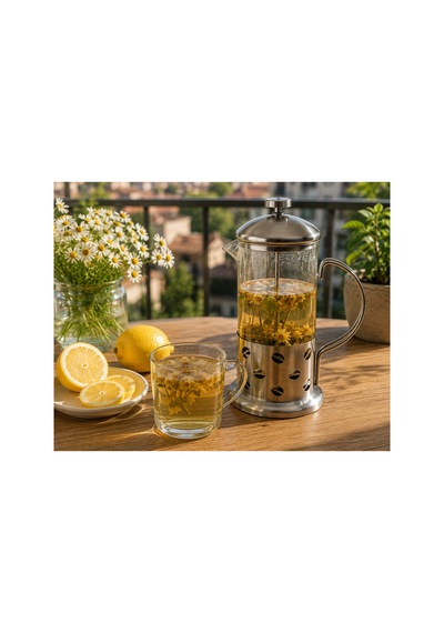 350 Ml French Press Cam Gövdeli Paslanmaz Çelik Filtreli Kahve Ve Bitki Çayı Demleme Presi Gümüş