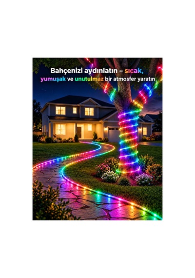 Robeve Güneş Enerjili Solar Led Halat Işık Led Işık Yılbaşı Işık 10 Metre Suya Dayanıklı 8 Modlu Dış Mekan Iç Mekan Bahçe Balkon Teras Ağaç Dekoratif Hortum Aydınlatma Yılbaşı Işığı Rgb Çok Renkli