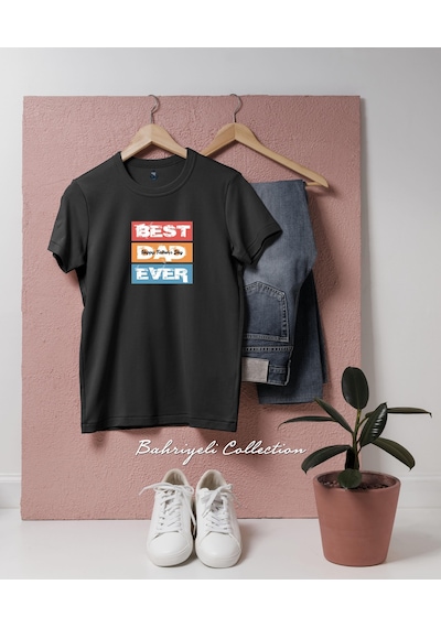 Oversize Babalar Günü 13 Özel Tasarımlı Unisex T-shirt Siyah