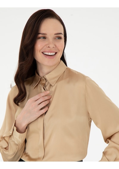 Pierre Cardin Kadın Bej Gömlek Desenli 50296330-vr011 Bej
