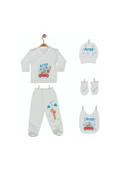 Pia Baby Gl 1902-05 İsme Özel Beşli Zıbın Set Krem