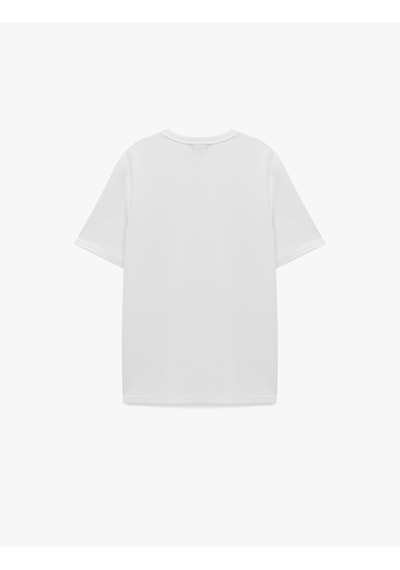 Koton Regular Fit Kısa Kollu Dokulu Bisiklet Yaka Tişört Beyaz 6sam10089mk