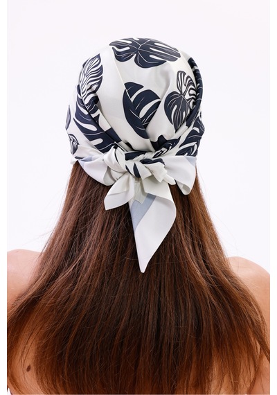 Tarzını Seç Monstera Yaprakları Model Fular Bandana Şal Estascarf 70x70 Cm