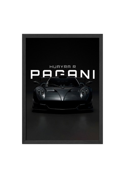 Pagani Huayra R Siyah Ahşap Çerçeveli Poster, Dekoratif Araba Duvar Tablosu