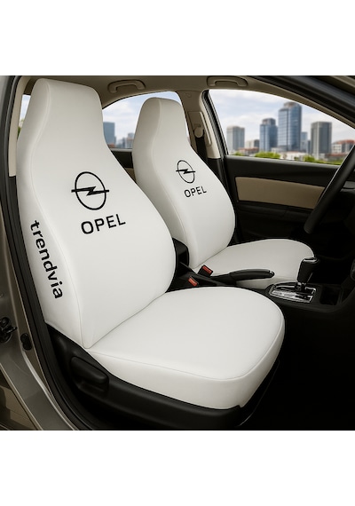 Opel Uyumlu Ön Arka Penye Oto Koltuk Kılıfı Takımı - Servis Tipi Koruyucu Kılıf Beyaz