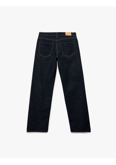 Koton Normal Bel Cepli Düğmeli Düz Paça Pamuklu Denim Pantolon - Straight Fit Jean Koyu İndigo 7wal40021md Indigo Koton Normal Bel Cepli Düğmeli Düz Paça Pamuklu Denim Pantolon - Straight Fit Jean Koyu İndigo 7wal40021md Indigo