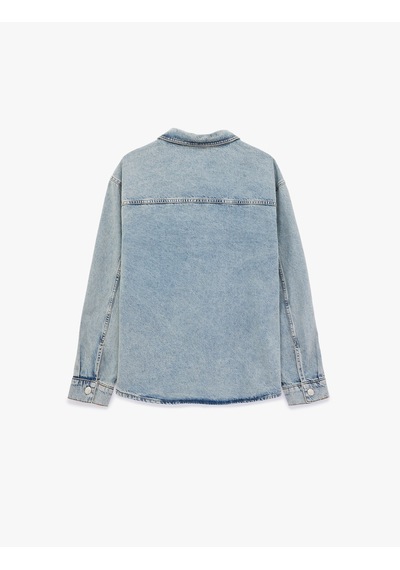 Koton Uzun Kollu Cepli Düğmeli Gömlek Yaka Oversize Jean Gömlek Ceket Açık İndigo 6sam50069nd Koton Uzun Kollu Cepli Düğmeli Gömlek Yaka Oversize Jean Gömlek Ceket Açık İndigo 6sam50069nd