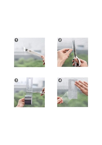 2 Adet 48mm X 2 Metre Fiber Tül Yaması Yapışkanlı Sineklik Tamir Bandı Delik Kapatıcı Sinek Kovucu