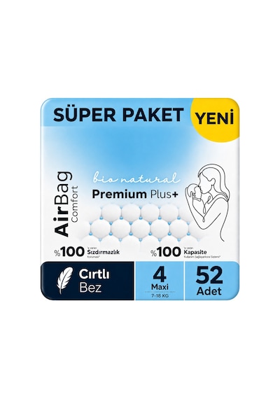 Premium Plus Airbag Comfort Bebek Bezi 4 Beden 52 Adet 4 - 7 Yaş