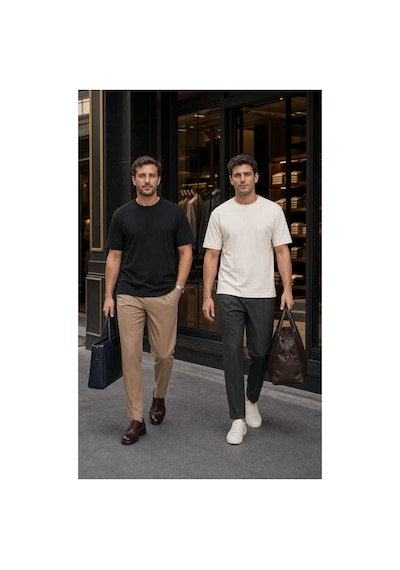 Modi Green Premium Oysho Model 2'li Unisex Regular Oversize Sıfır Yaka Tişört - Siyah - Ekru Modi Green Premium Oysho Model 2'li Unisex Regular Oversize Sıfır Yaka Tişört - Siyah - Ekru