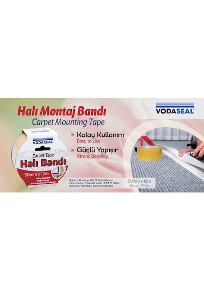 Vodaseal Halı Montaj Bandı 50mmx12m Beyaz