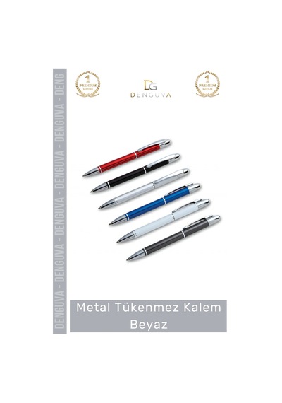Kalem Lüks Promosyon Logo Baskılı Kurumsal Hediye Şık Dayanıklı Prestij Metal Tükenmez Kalem Beyaz