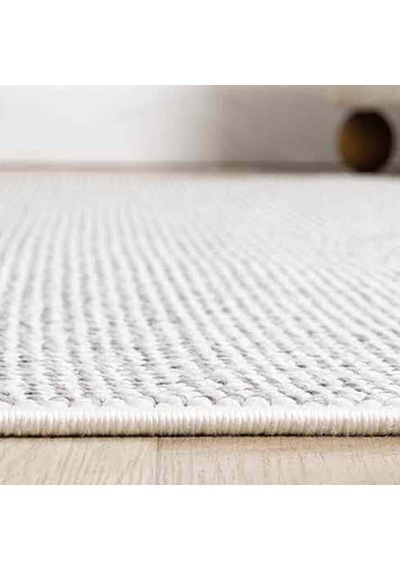 Krem Bukle Dokulu Düz Renk Modern Halı - Bk0360 Gri