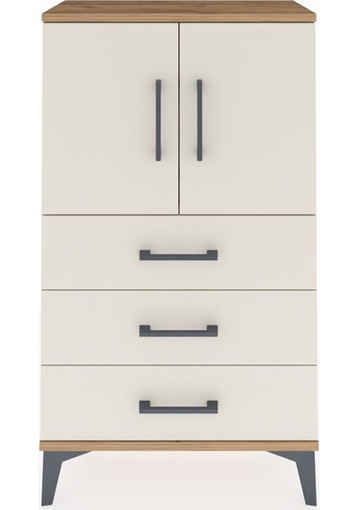 Arges Komodin 2 Raflı 3 Çekmeceli 2 Kapaklı 60x30x106 Çam-aytaşı Çam