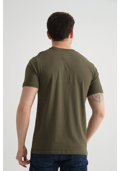 Shooter Sportwear Shooter Erkek Pamuklu Esnek T-shirt Standart Kalıp Minimal Logolu Haki