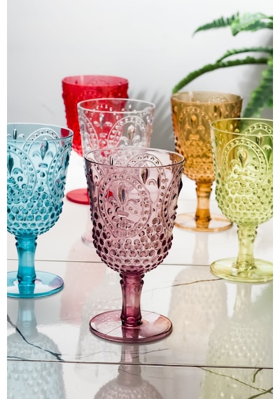 Kadeh & Su Meşrubat Kahve Yanı Bardağı Akrilik Renkli 6'Lı  450 ML ( Cam Değildir )