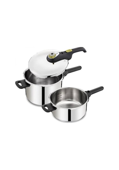 Tefal Secure Düdüklü Tencere 6 L + 4 L Gümüş - Siyah