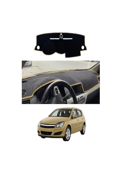 Opel - Astra H 2004-2009 Uyumlu Torpido Koruma Kılıfı - Taba Şeritli