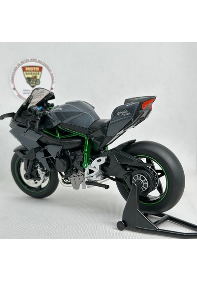 Kawasaki Ninja H2r 1:12 Diecast Motosiklet Modeli - Sesli Işıklı - Siyah Yeşil