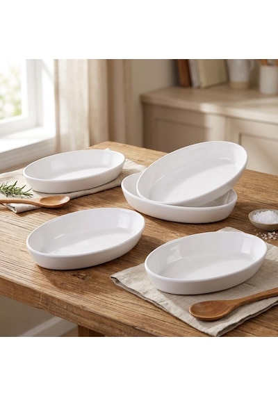 3'lü Porselen Büyük Boy Kayık Tabak Seti - Minimalist Beyaz Sunum Tabağı Çukur Mezelik Kahvaltılık Ve Servis Tabağı 19 X 12 X 3.5 Cm Çok Renkli