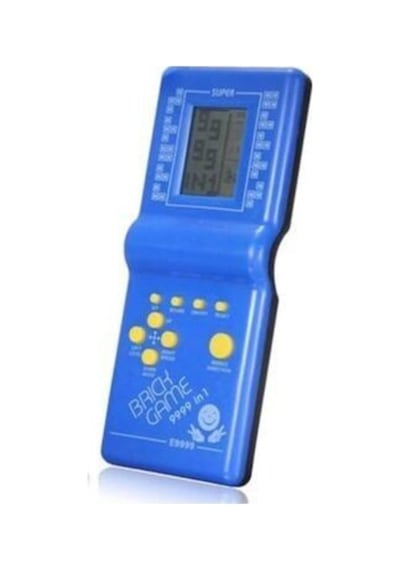 Pilli Sesli 9 Butonlu 9999 İn 1 Renkli Nostaljik Tetris Eğitici Ve Eğlenceli Oyuncak El Konsolu Mavi