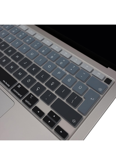 Türkçe Q Klavye Koruyucu Macbook Air A1932 A2179 A2337 M1 Uyumlu Uk Iso Ters L Enter Ultra İnce Silikon Keyboard Cover Siyah Gri