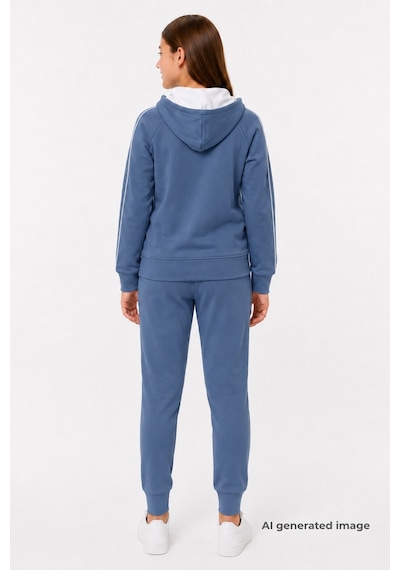 Pina Kids Kız Çocuk Scuba Unlimited Çift Şeritli Kapüşonlu Reglan Kol Dalgıç Kumaş Eşofman Takımı Esf7023 Indigo