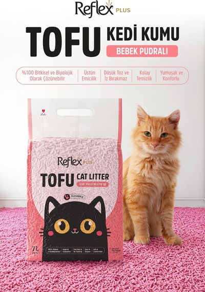 Plus Bebek Pudrası Kokulu Tofu Kedi Kumu 7 Litre