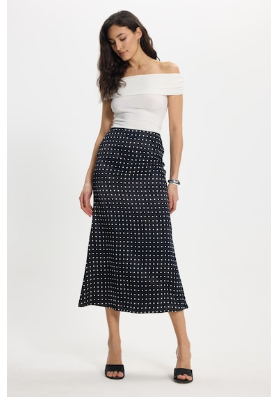 Tudors Kadın Slim Fit Dar Kesim Yüksek Bel Midi Boy Viskon Puantiyeli Siyah Etek-50501 Tudors Kadın Slim Fit Dar Kesim Yüksek Bel Midi Boy Viskon Puantiyeli Siyah Etek-50501