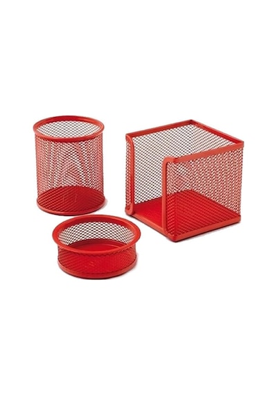 Drt 412 3 Lü Kırmızı Masaüstü Kalemlik Set