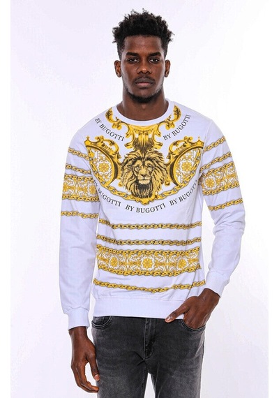 Wessi Beyaz Baskılı Taşlı Sweatshirt Beyaz