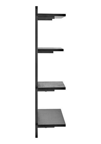 Aju Modern Duvar Rafı - 4 Katlı Metal Şık Modern Yüzen Pencere Duvar Rafı Kitaplık Düzenleyici Raff Siyah