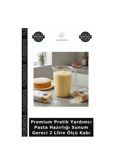 Premium Pratik Yardımcı Pasta Hazırlığı Sunum Gereci 2 Litre Ölçü Kabı Çok Renkli