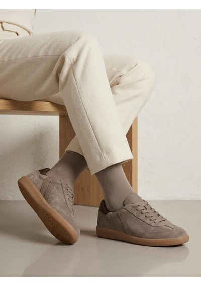 Venüs 2609920k Kadın Hakiki Süet Deri Çizgili Sneaker Ayakkabı Vizon
