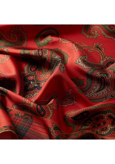 İpekevi Twill İpek Eşarp - Patchwork Desenli - Osmanlı Kırmızısı Osmanlı Kırmızısı