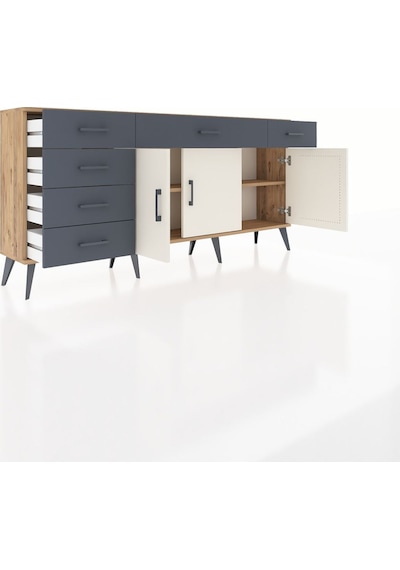Arges Konsol 2 Raflı 6 Çekmeceli 3 Kapaklı 176x30x83 Çam-aytaşı/antrasit Aytaşı/antrasit Arges Konsol 2 Raflı 6 Çekmeceli 3 Kapaklı 176x30x83 Çam-aytaşı/antrasit Aytaşı/antrasit