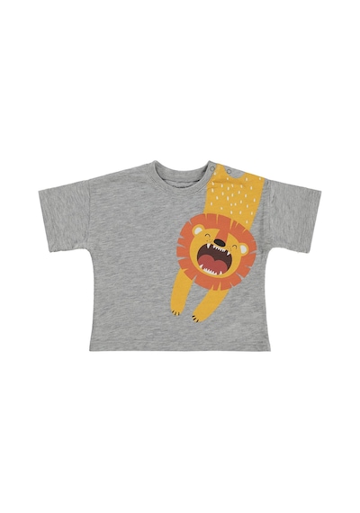 Civil Baby Aslan Baskılı 3-12 Ay Tişört - Gri Karmelanj