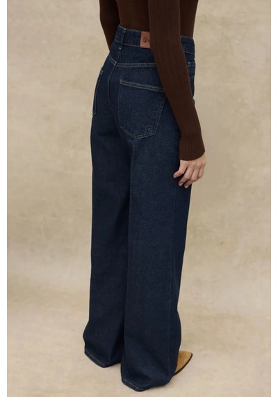 Hiccup Geniş Paça Raw Kot Pantolon Koyu Mavi Denim