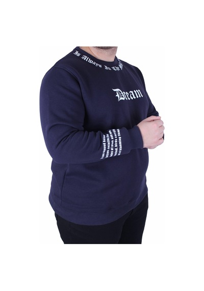 Moc Grande Mocgrande Büyük Beden Bisiklet Yaka 3ip Sweat Dream 25715 Lacıvert Lacivert