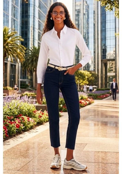 Tudors Kadın 2'li Paket Beyaz Slim Fit Dar Kesim Uzun Kollu Pamuklu Vücuda Oturan Dokulu Basic Gömlek-51051
