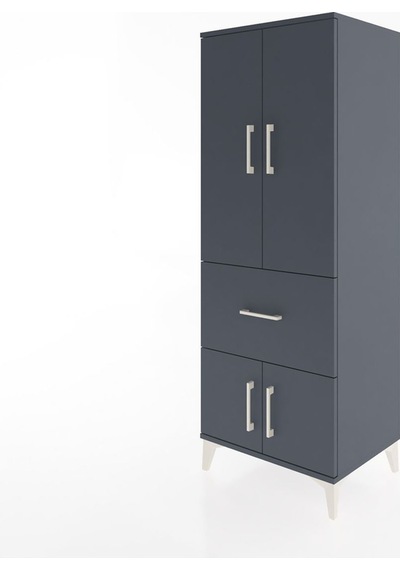 Hyperion Dolap 3 Raflı Tek Çekmeceli 4 Kapaklı 60x44x163 Antr... Antrasit