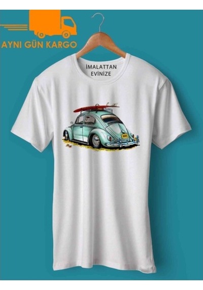 Wolkswagen Tatil Baskılı Tişört Tshirt Ücretsiz Kargo