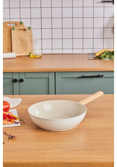 Karaca x Refika Swiss Crystal Almond Cream 28 Cm Wok Tava Ind