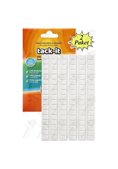 Hamur Yapıştırıcı Tack-it 50gr 2 Paket 65 Parça Macun Sakız Yapıştırıcı Takıt Çerçeve Afiş Duvar İz Bırakmaz Sökülebilir