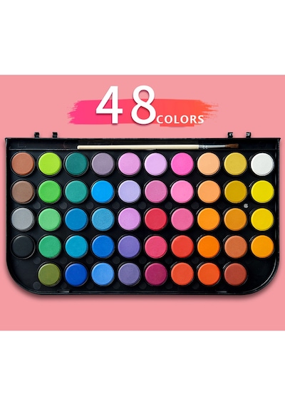 Vox Art Tablet Sulu Boya Seti 48 Renk - Su Hazneli Fırça Hediyeli