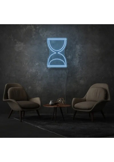Kum Saati Figürlü Neon Tabela Mavi