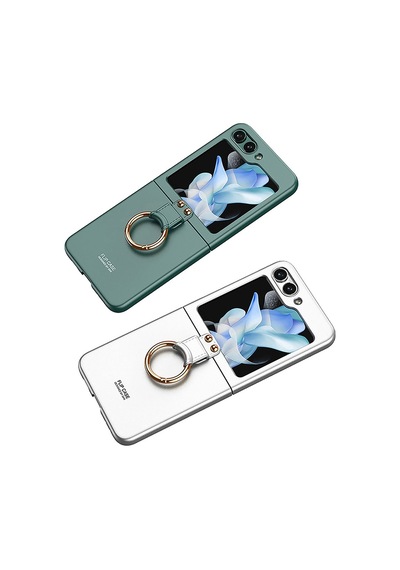 Rba Aksesuar Galaxy Uyumlu Z Flip 5 Kılıf Rba Kıpta Yüzüklü Flip Sert Kapak - Gri gri