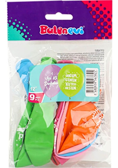 2 Adet Balonevi Doğum Günü Baskılı Balon 9'lu